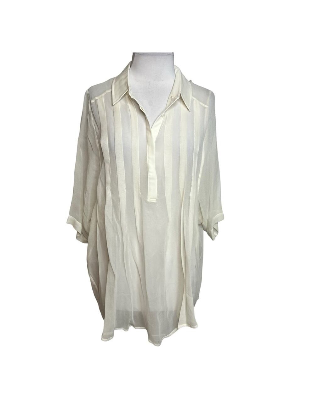 NWOT Sundance sheer silk tunic top cream Sz L